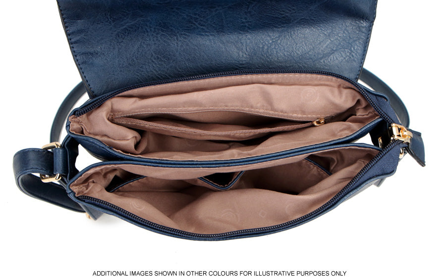 A-SHU LARGE GREY TASSEL MULTI COMPARTMENT CROSS BODY SHOULDER BAG WITH LONG STRAP - A-SHU.CO.UK