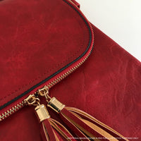 A-SHU LARGE GREY TASSEL MULTI COMPARTMENT CROSS BODY SHOULDER BAG WITH LONG STRAP - A-SHU.CO.UK