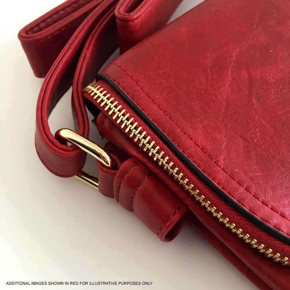 A-SHU LARGE GREY TASSEL MULTI COMPARTMENT CROSS BODY SHOULDER BAG WITH LONG STRAP - A-SHU.CO.UK