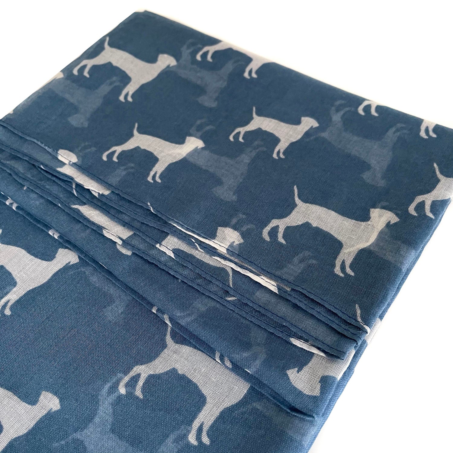 LIGHTWEIGHT DENIM BLUE DOG PRINT SHEER NECK SCARF - A-SHU.CO.UK