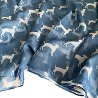 LIGHTWEIGHT DENIM BLUE DOG PRINT SHEER NECK SCARF - A-SHU.CO.UK