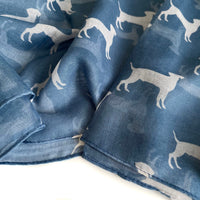 LIGHTWEIGHT DENIM BLUE DOG PRINT SHEER NECK SCARF - A-SHU.CO.UK