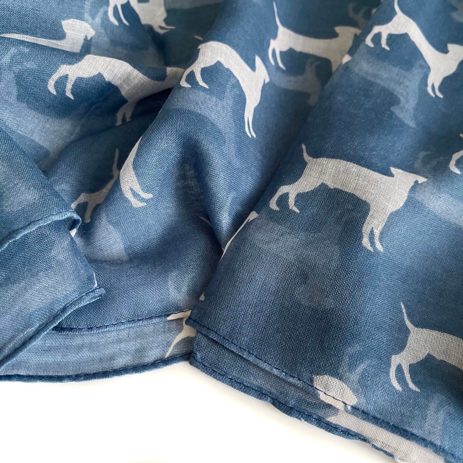 LIGHTWEIGHT DENIM BLUE DOG PRINT SHEER NECK SCARF - A-SHU.CO.UK