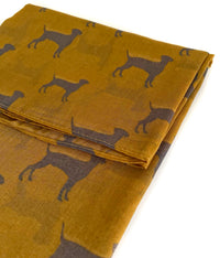 LIGHTWEIGHT MUSTARD YELLOW DOG PRINT SHEER NECK SCARF - A-SHU.CO.UK