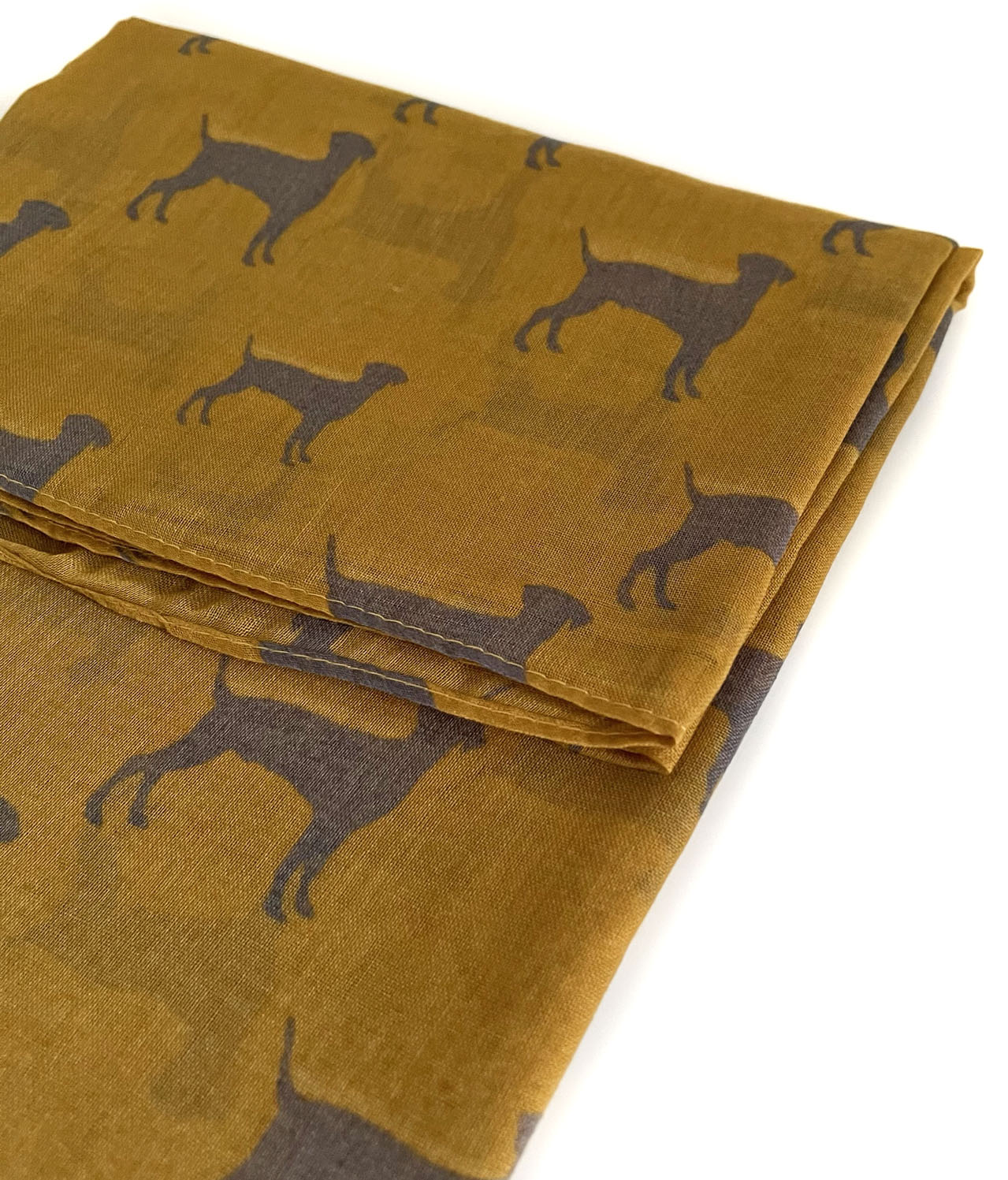 LIGHTWEIGHT MUSTARD YELLOW DOG PRINT SHEER NECK SCARF - A-SHU.CO.UK