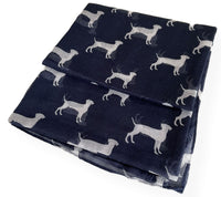 LIGHTWEIGHT NAVY BLUE DOG PRINT SHEER NECK SCARF - A-SHU.CO.UK