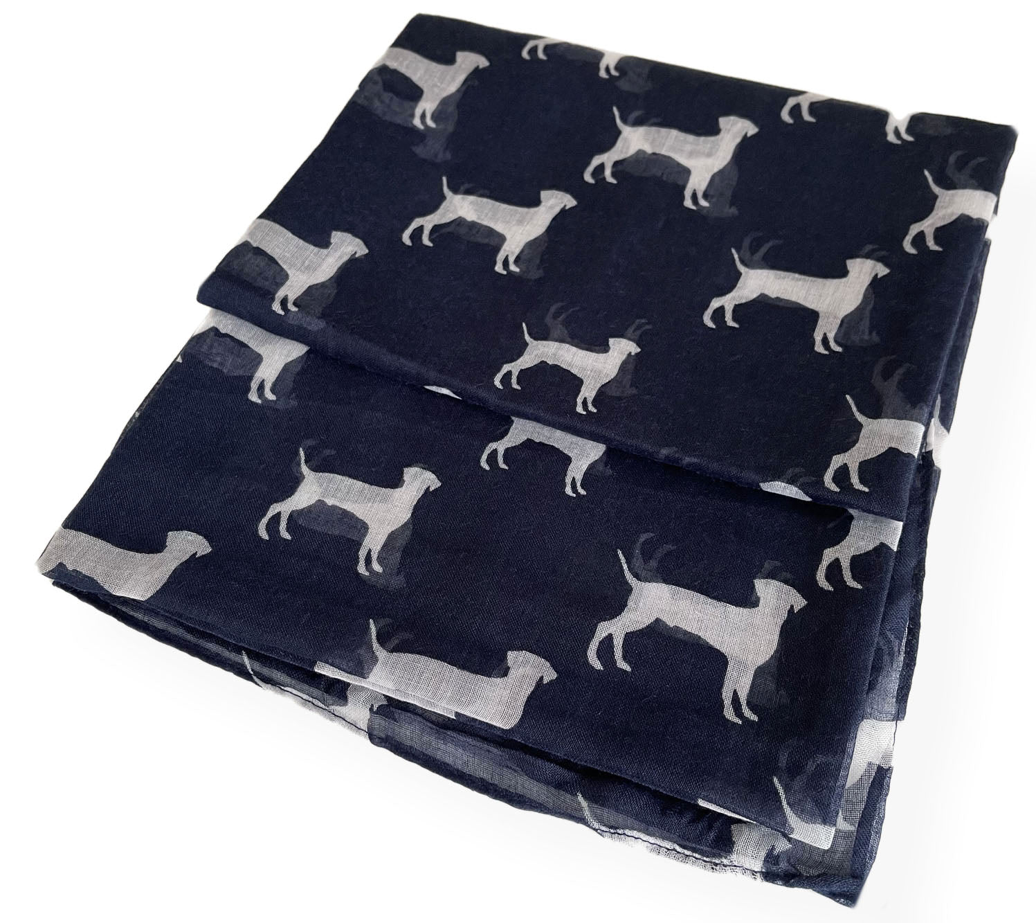 LIGHTWEIGHT NAVY BLUE DOG PRINT SHEER NECK SCARF - A-SHU.CO.UK