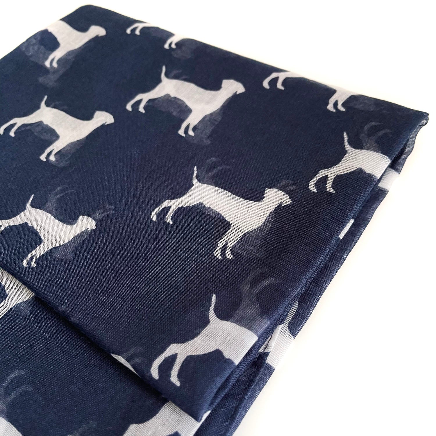 LIGHTWEIGHT NAVY BLUE DOG PRINT SHEER NECK SCARF - A-SHU.CO.UK
