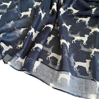 LIGHTWEIGHT NAVY BLUE DOG PRINT SHEER NECK SCARF - A-SHU.CO.UK
