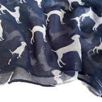 LIGHTWEIGHT NAVY BLUE DOG PRINT SHEER NECK SCARF - A-SHU.CO.UK