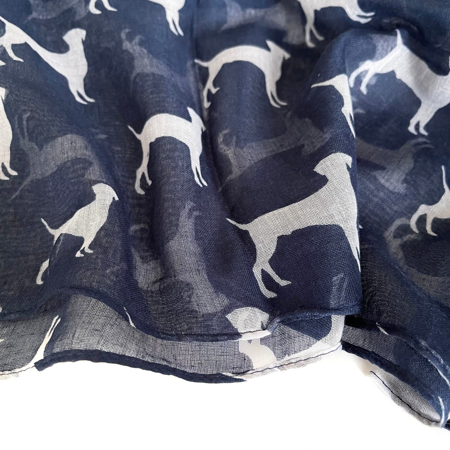 LIGHTWEIGHT NAVY BLUE DOG PRINT SHEER NECK SCARF - A-SHU.CO.UK
