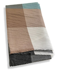 LONG MOCHA CRINKLE MULTICOLOUR WOOL MIX COLOUR BLOCK CHECK SCARF