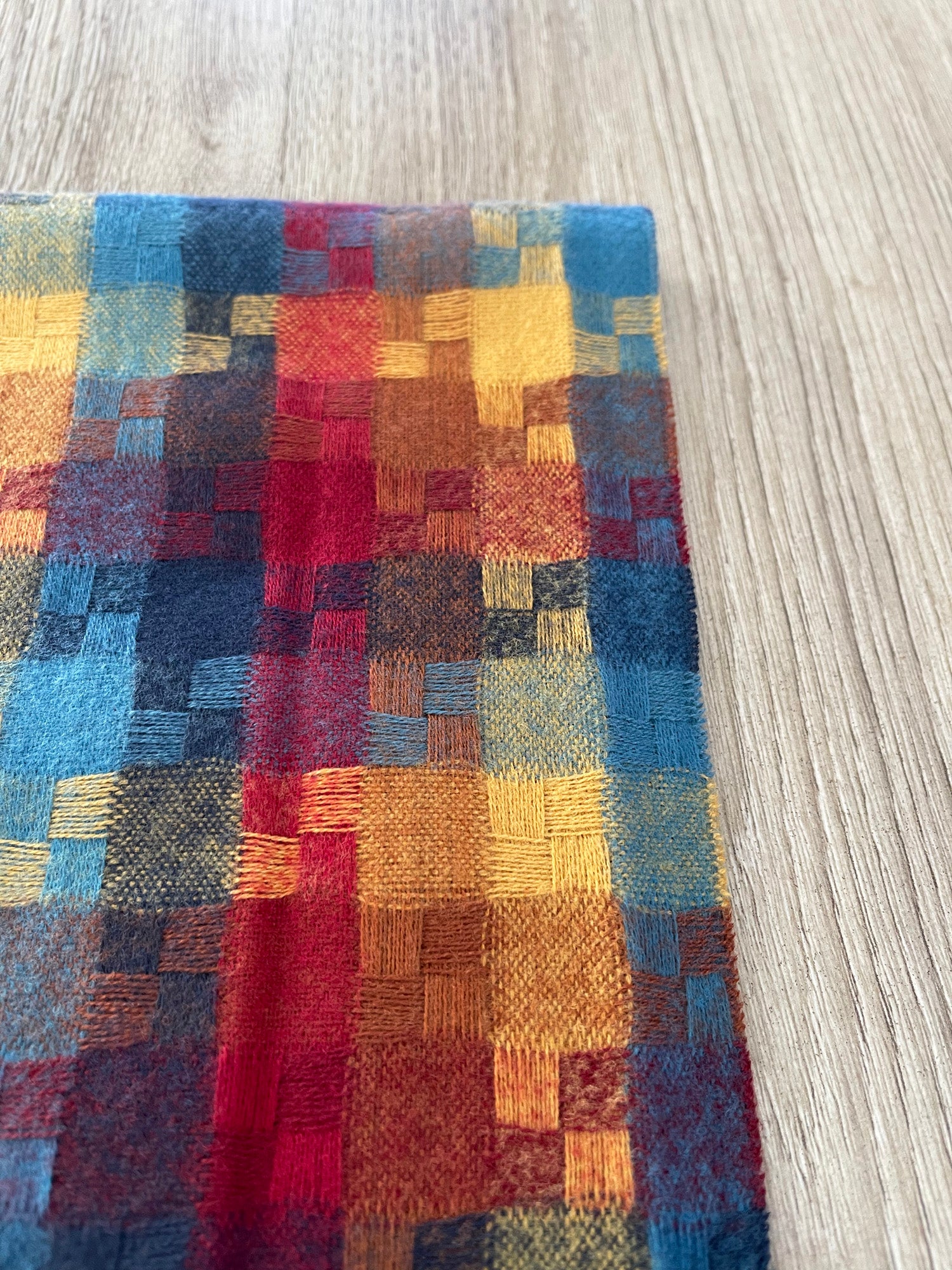 LONG RED MULTICOLOUR WOOL MIX CHECKED TARTAN SCARF - A-SHU.CO.UK