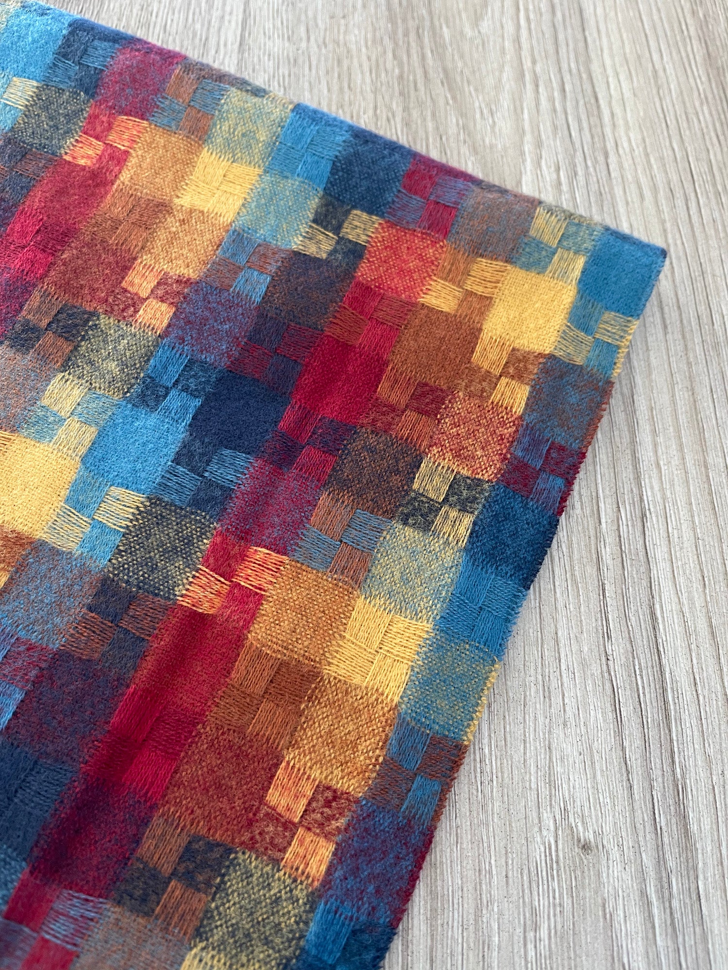 LONG RED MULTICOLOUR WOOL MIX CHECKED TARTAN SCARF - A-SHU.CO.UK