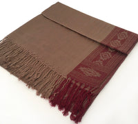 A-SHU MOCHA ANIMAL PRINT REVERSIBLE PASHMINA SHAWL SCARF - A-SHU.CO.UK