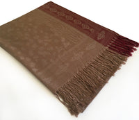 A-SHU MOCHA ANIMAL PRINT REVERSIBLE PASHMINA SHAWL SCARF - A-SHU.CO.UK