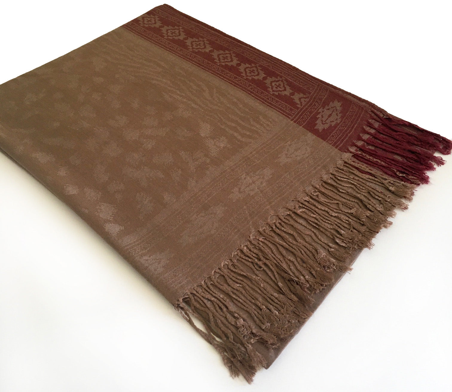 A-SHU MOCHA ANIMAL PRINT REVERSIBLE PASHMINA SHAWL SCARF - A-SHU.CO.UK