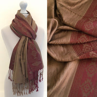 A-SHU MOCHA ANIMAL PRINT REVERSIBLE PASHMINA SHAWL SCARF - A-SHU.CO.UK