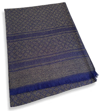 NAVY BLUE SPARKLY METALLIC EVENING SHAWL SCARF - A-SHU.CO.UK