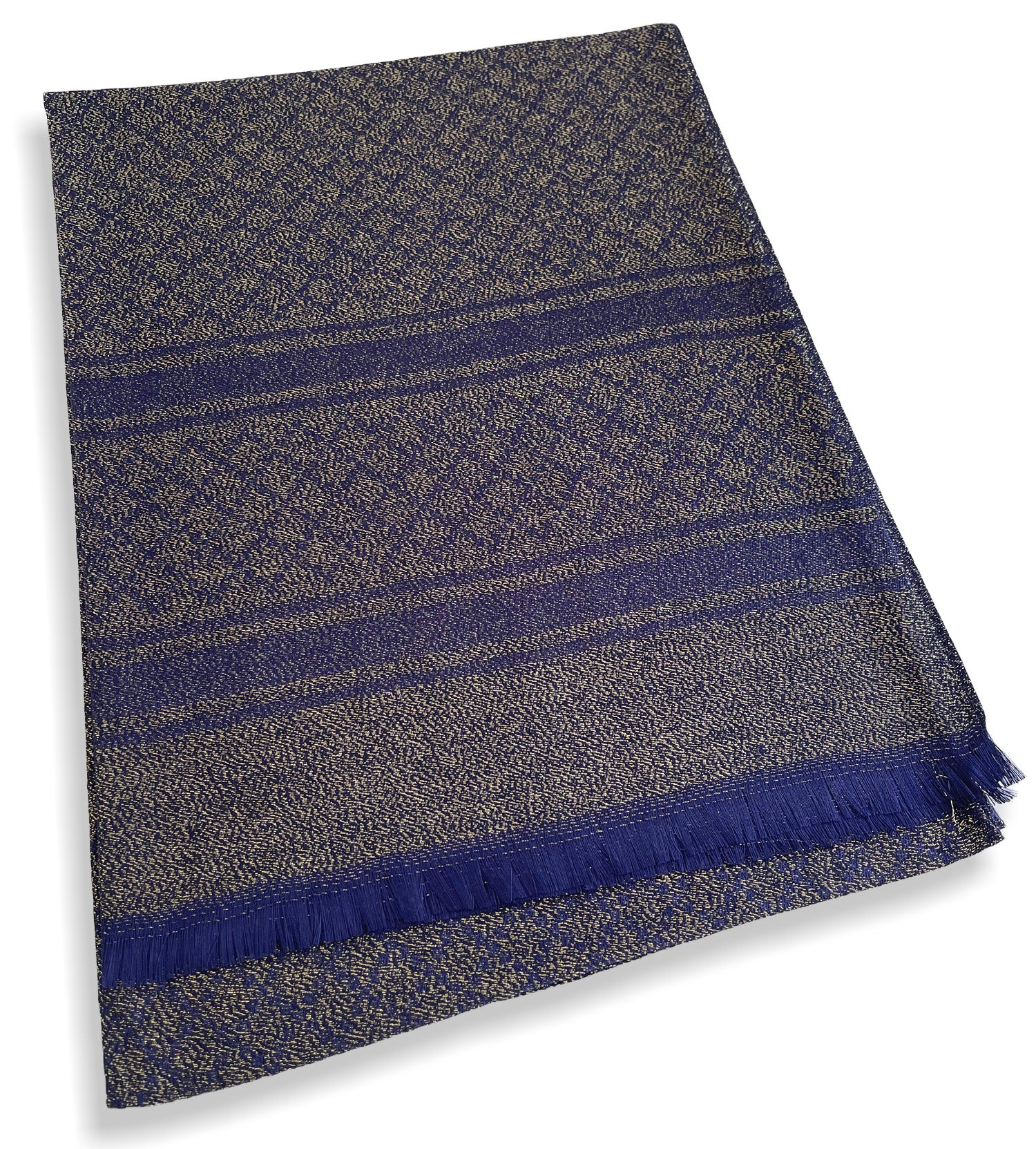 NAVY BLUE SPARKLY METALLIC EVENING SHAWL SCARF - A-SHU.CO.UK