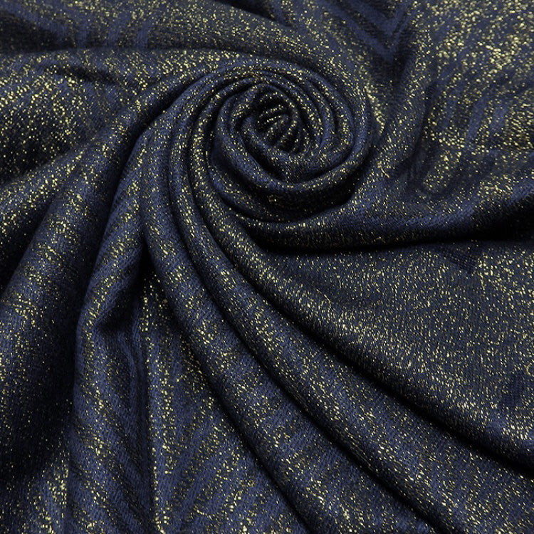 NAVY BLUE SPARKLY METALLIC EVENING SHAWL SCARF - A-SHU.CO.UK