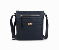A-SHU NAVY BLUE MULTI COMPARTMENT CROSS BODY SHOULDER BAG - A-SHU.CO.UK