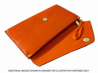 A-SHU DARK GREY OVER-SIZED ENVELOPE CLUTCH BAG WITH LONG CROSS BODY AND WRISTLET STRAP - A-SHU.CO.UK