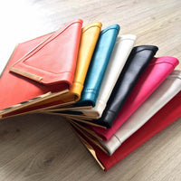 A-SHU OVERSIZED SILVER METAL ENVELOPE CLUTCH BAG WITH LONG CHAIN SHOULDER STRAP - A-SHU.CO.UK