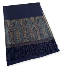 PAISLEY PRINT NAVY BLUE LIGHTWEIGHT PASHMINA SHAWL SCARF