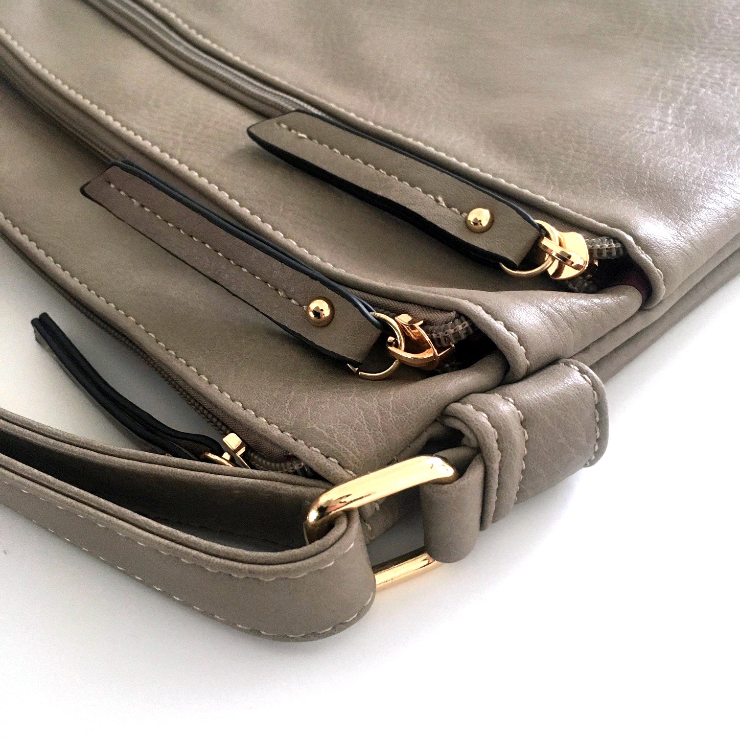 A-SHU PLAIN BEIGE MULTI COMPARTMENT CROSS BODY SHOULDER BAG - A-SHU.CO.UK