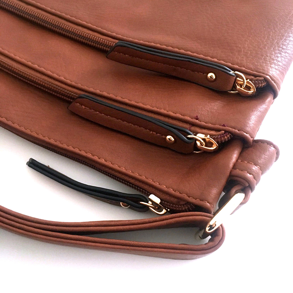 A-SHU PLAIN BROWN MULTI COMPARTMENT CROSS BODY SHOULDER BAG - A-SHU.CO.UK