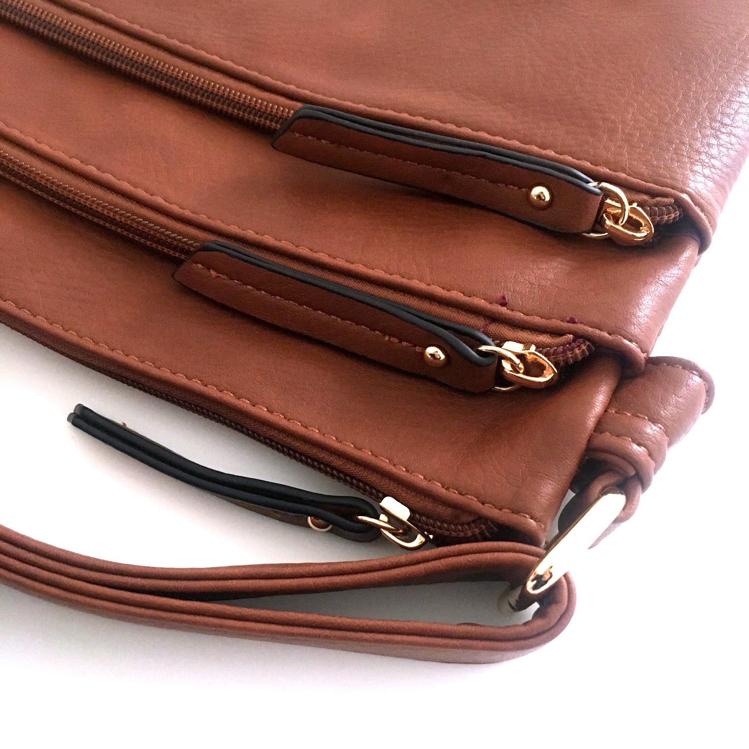 A-SHU PLAIN BROWN MULTI COMPARTMENT CROSS BODY SHOULDER BAG - A-SHU.CO.UK