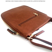 A-SHU PLAIN CURVED RED MULTI COMPARTMENT CROSS BODY SHOULDER BAG - A-SHU.CO.UK