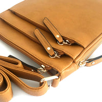 A-SHU PLAIN CURVED MUSTARD YELLOW MULTI COMPARTMENT CROSS BODY SHOULDER BAG - A-SHU.CO.UK