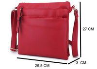 A-SHU PLAIN RED MULTI COMPARTMENT CROSS BODY SHOULDER BAG - A-SHU.CO.UK