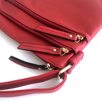 A-SHU PLAIN RED MULTI COMPARTMENT CROSS BODY SHOULDER BAG - A-SHU.CO.UK