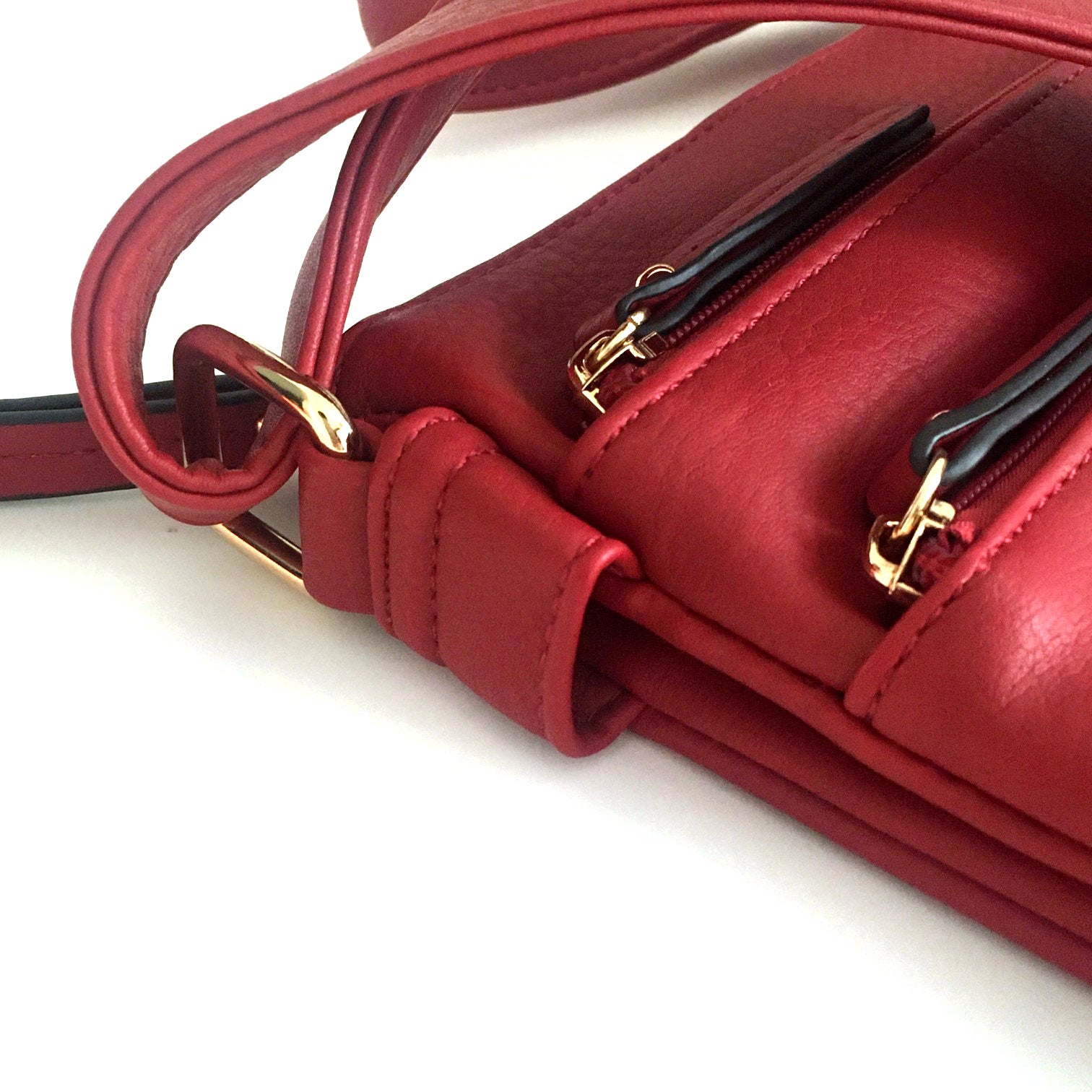 A-SHU PLAIN RED MULTI COMPARTMENT CROSS BODY SHOULDER BAG - A-SHU.CO.UK