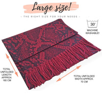 PURPLE BERRY LARGE SNAKESKIN PRINT REVERSIBLE PASHMINA SHAWL SCARF