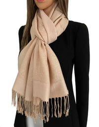 ROSE GOLD PAISLEY PRINT REVERSIBLE PASHMINA SHAWL SCARF - A-SHU.CO.UK