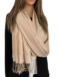 ROSE GOLD PAISLEY PRINT REVERSIBLE PASHMINA SHAWL SCARF - A-SHU.CO.UK
