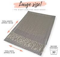SILVER GREY PAISLEY PRINT REVERSIBLE PASHMINA SHAWL SCARF - A-SHU.CO.UK