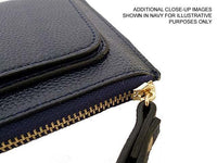 A-SHU PURPLE SLIM LINE MULTI-COMPARTMENT PURSE WITH WRIST STRAP - A-SHU.CO.UK