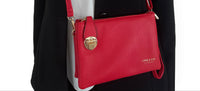 SMALL MULTI-POCKET CROSS BODY CLUTCH BAG WITH WRISTLET - RED