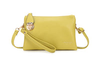 SMALL MULTI-POCKET CROSS BODY CLUTCH BAG WITH WRISTLET - LIGHT YELLOW