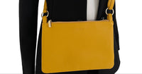 SMALL PLAIN YELLOW MULTI-POCKET CROSS BODY MESSENGER BAG