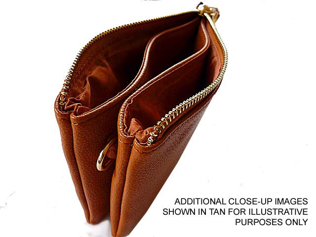 A-SHU SMALL MULTI-COMPARTMENT CROSS-BODY PURSE BAG WITH WRIST AND LONG STRAPS - FUSHCIA PINK - A-SHU.CO.UK