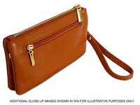 A-SHU SMALL MULTI-POCKET CROSSBODY PURSE BAG WITH WRIST AND LONG STRAPS - METALLIC GOLD - A-SHU.CO.UK