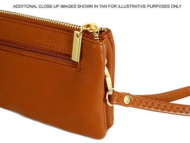 A-SHU SMALL MULTI-POCKET CROSSBODY PURSE BAG WITH WRIST AND LONG STRAPS - METALLIC GOLD - A-SHU.CO.UK