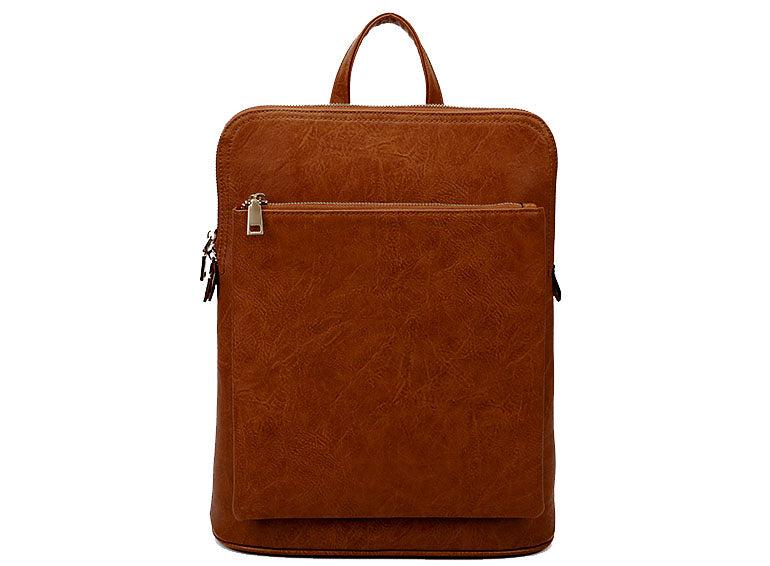 A-SHU TAN MULTI COMPARTMENT CROSS BODY BACKPACK - A-SHU.CO.UK