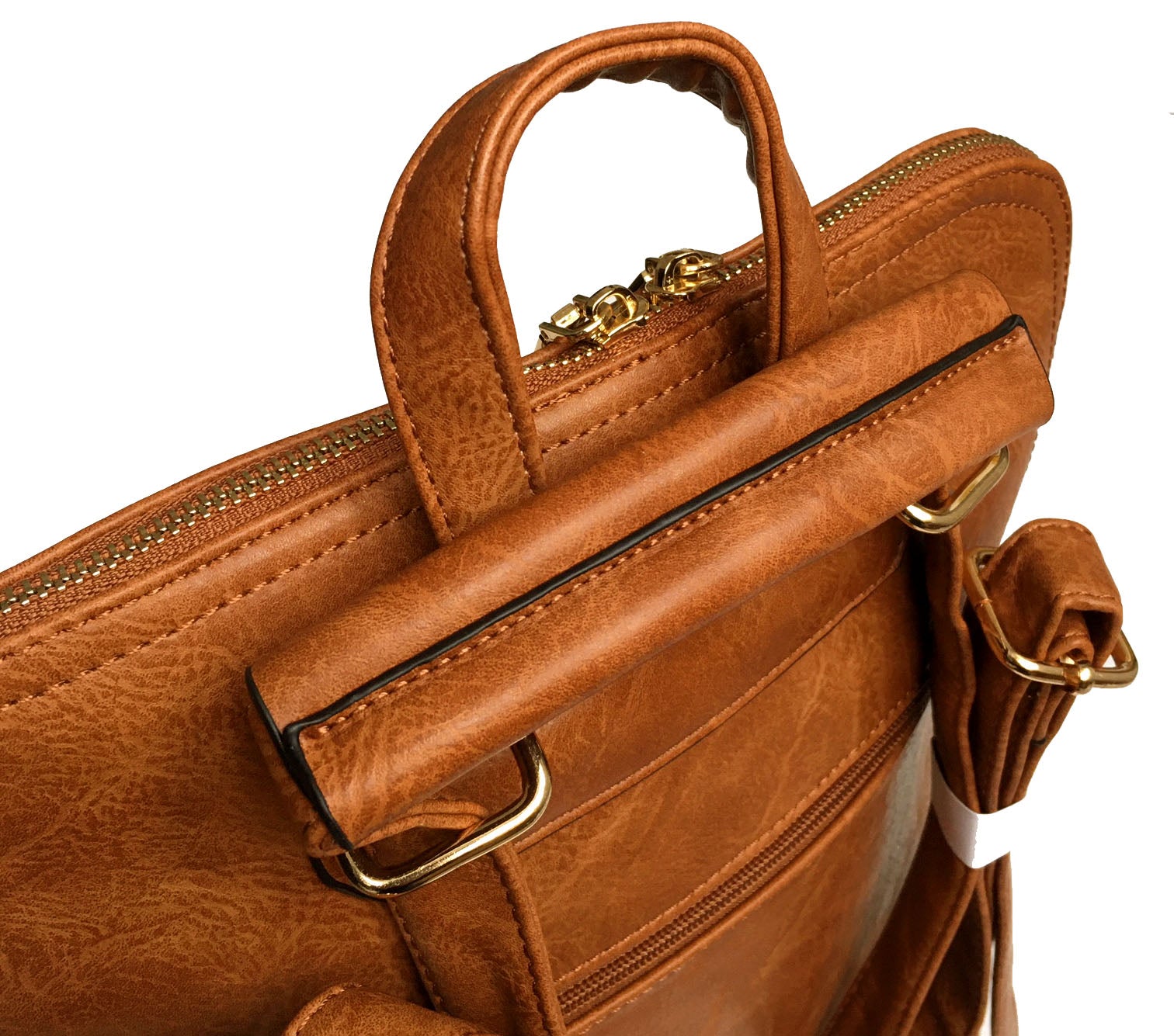 A-SHU TAN MULTI COMPARTMENT CROSS BODY BACKPACK - A-SHU.CO.UK